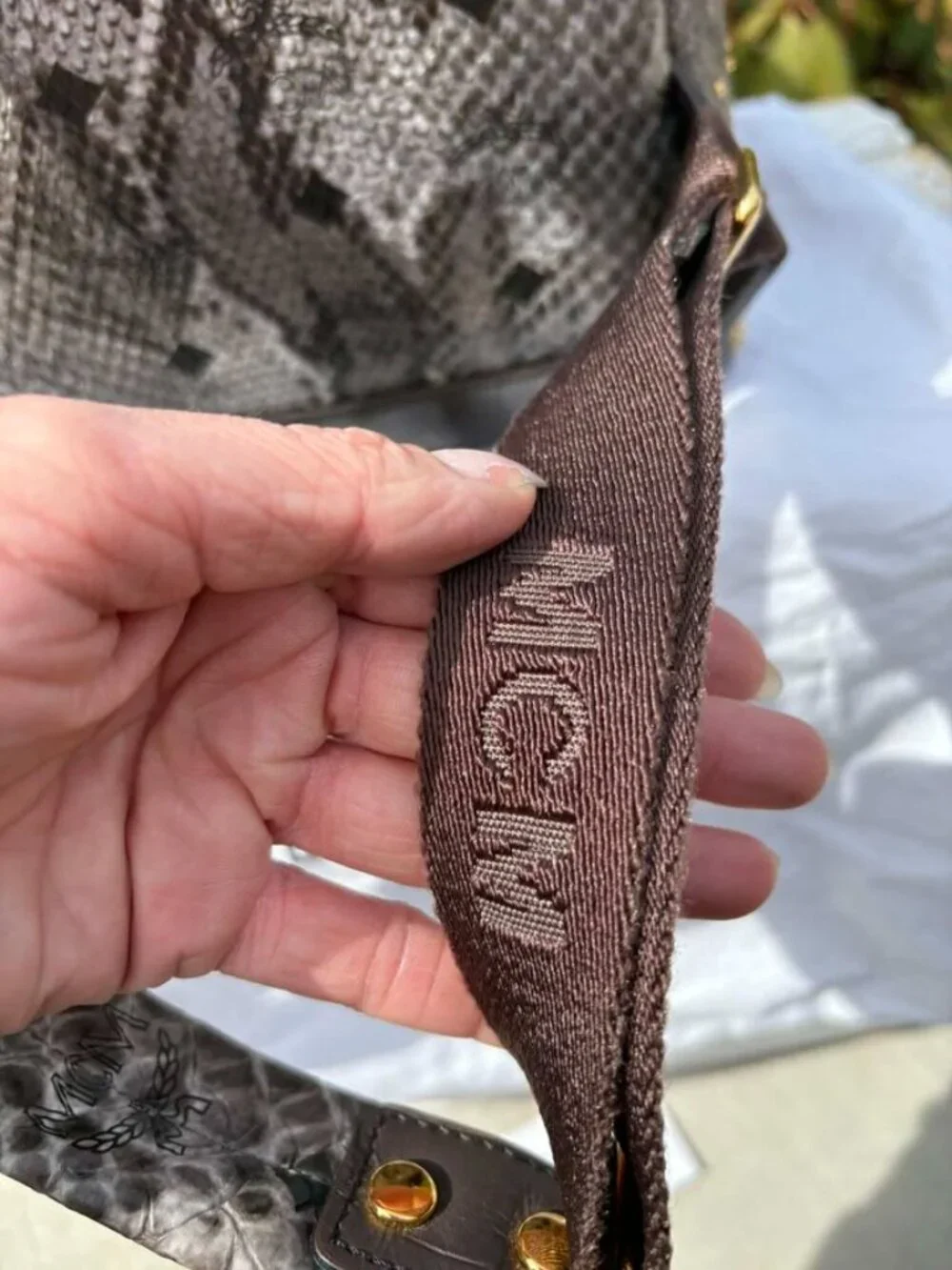 MCM Visetos Snakeskin Studded Leather Backpack - Picture 12 of 16